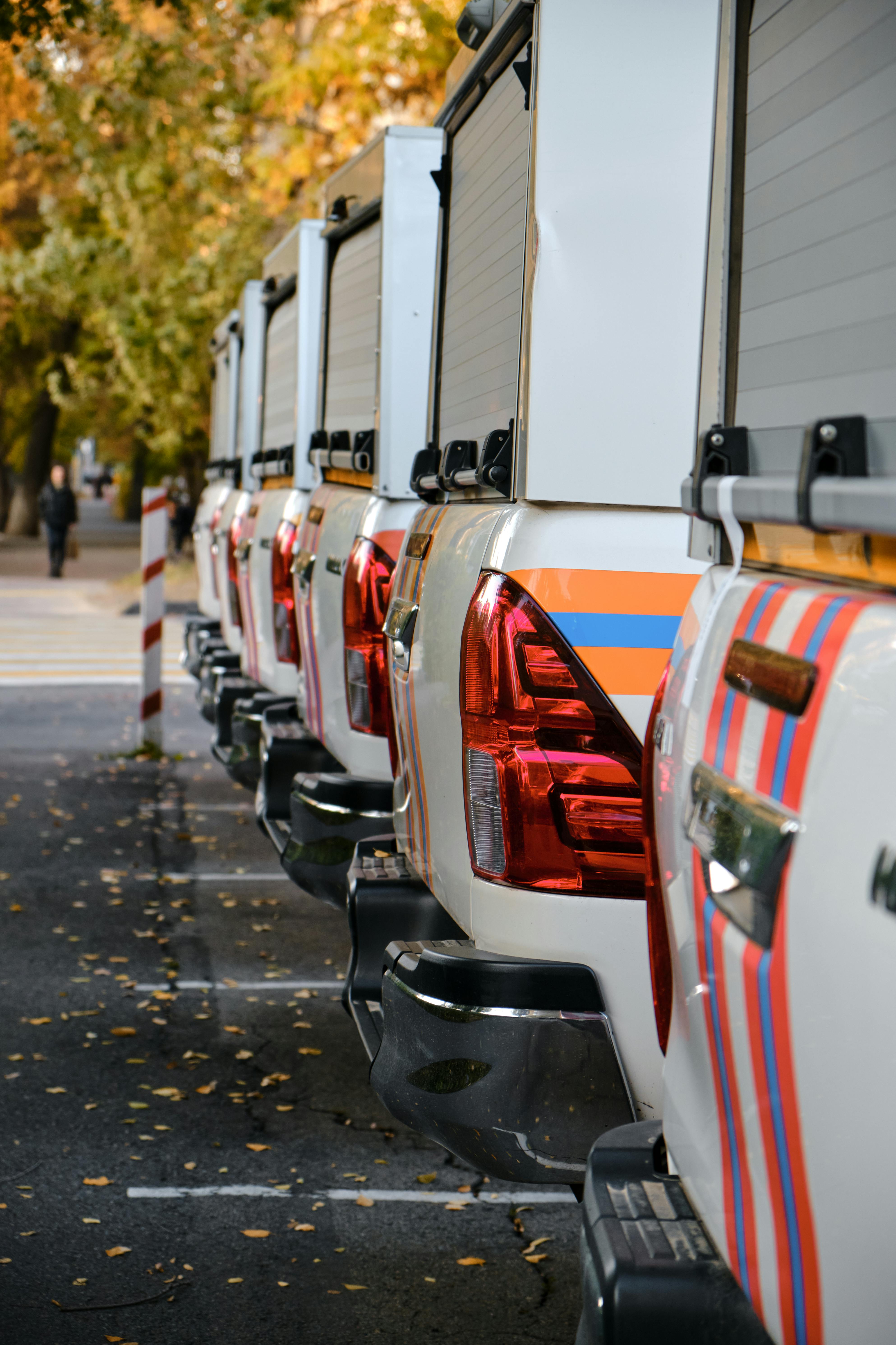 Back of service trucks.